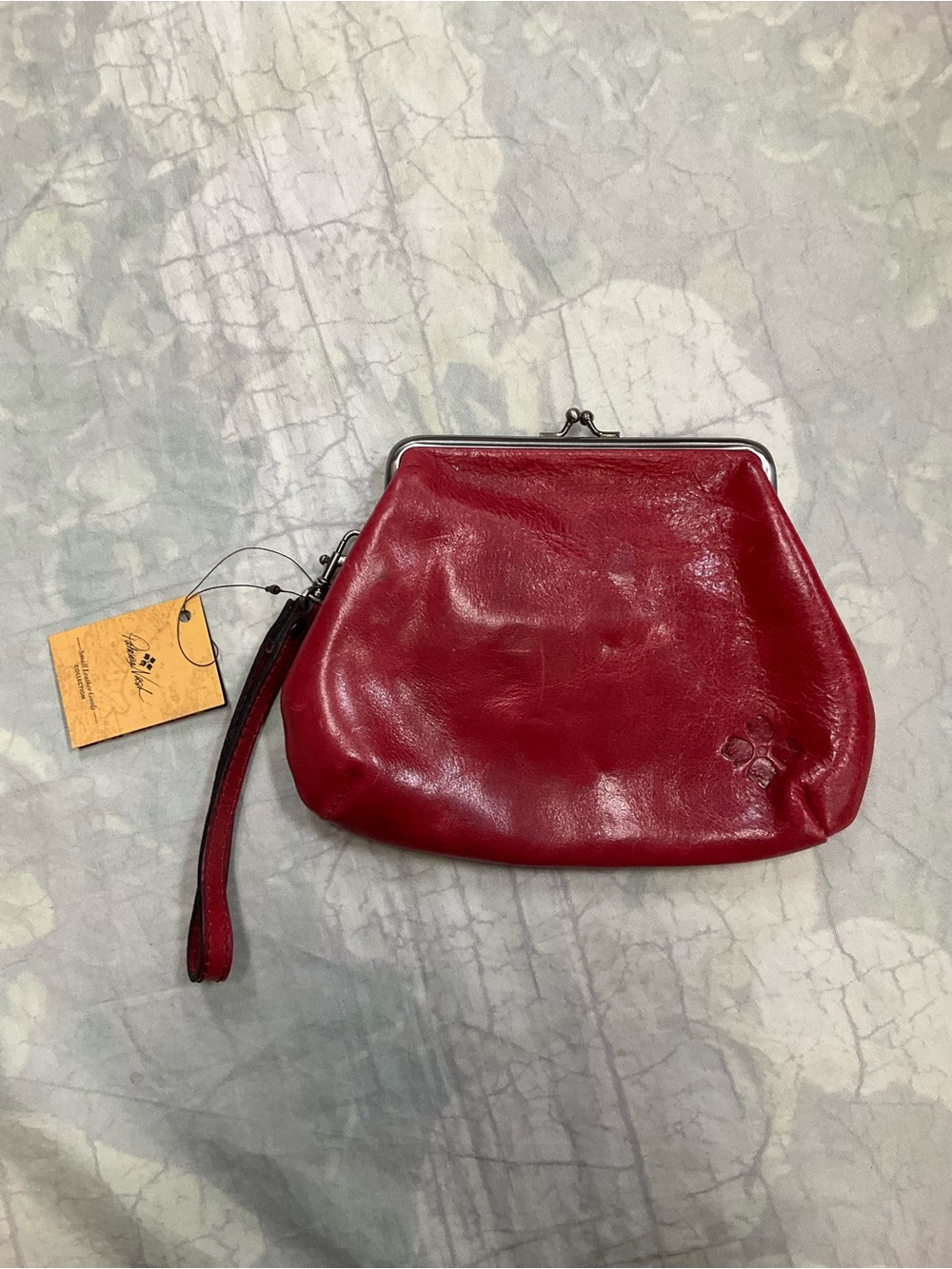 Patricia Nash Red Leather Kiss-Lock Wristlet Clutch